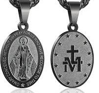 RS Virgin Mary Necklace for Men Boys Miraculous Medal Stainless Steel Mary  Mother of God Pendant Mary Charm