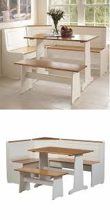 3 Pc White Wood Top Breakfast Nook Dining Set Corner Booth Bench Kitchen Table Kitchen Table Bench Nook Dining Set Breakfast Nook Dining Set