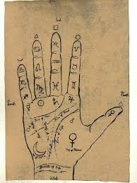 Palmistry Chart Silkscreen Print Hand Palm Reading Guide