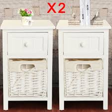 Target.com has been visited by 1m+ users in the past month 2 X Wooden Bedside Tables Chic White Drawers Wicker Basket Cabinet On Onbuy
