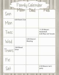 Family Weekly Calendar Free Printable Kids Childrens