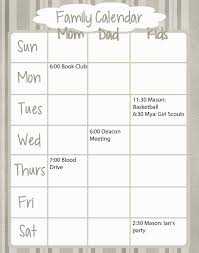 family weekly calendar free printable kids childrens