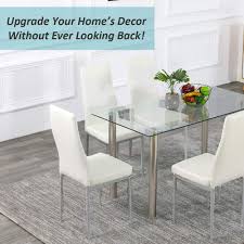 Get 5% in rewards with club o! Tempered Glass Top Table With 4 Leather Chairs Joybase 5 Piece Dining Table Set Black Kitchen Dining Room Furniture Table Chair Sets Home Kitchen Rapidinfrastruktur Com