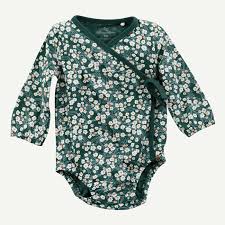 Rotella urn 33' l x 20.05 w floral and botanical wallpaper roll. Organic Pine Green Floral Print Bodysuit Oliver Rain
