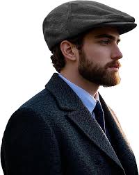 Tweed 8 Panel Men's English Driving Caps Men's Wool Newsboy Gatsby Cap  Driving Flat Cabbie Plaid