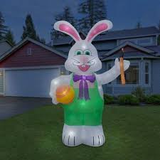 This is a 3 piece, hand painted, made to order, easter yard art set. The Holiday Aisle Easter Giant Bunny With Paintbrush Featuring Lighted Interior Inflatable Outdoor Holiday Decor Easter Yard Decorations Easter Inflatables