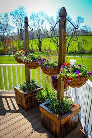 We Have The Iron Plant Hangers Already Porch Flowers Wood Planters Front Porch Flowers