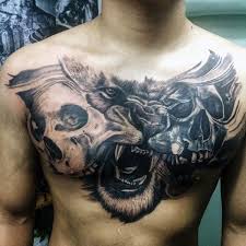 Black And Grey Chest Tattoo Designs Top 73 Lion Chest Tattoo Ideas 2020 Inspiration Guide Lion Chest Tattoo Chest Piece Tattoos Chest Tattoo