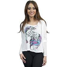 Toxxy Unicorn Long Sleeve Tee In Ivory 195 Brl Liked On Polyvore Featuring Tops T Shirts Long Sleev Clothes Design White Long Sleeve Top Long Sleeve Tees