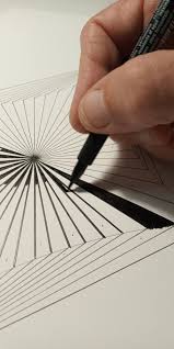 Modèle sur base cube de Metatron, encre de chine à saturation, quatre  courbes parmi du rectiligne et la magie opère. AHN...