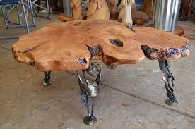 Maple Burl Coffee Table With Forged Steel Legs I Made The Legs And My Friend Bill Frosty Made The Top Side Table Wood Iron Furniture Table