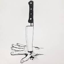 Cooking equipment hand drawn backdrop. Drawing Knife With Blood Max Installer