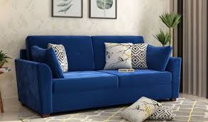 Buy Archerd 3 Seater Sofa Velvet Indigo Blue Online In India Wooden Street In 2020 Modern Velvet Sofa Velvet Sofa Sofa