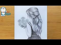 How To Draw A Girl With Flowers Step By Step Beautiful Hairstyle Pencil Sketch Youtube Beauty Art Drawings Art Drawings Simple Girl Drawing Sketches
