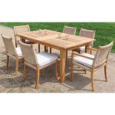 Check out our outdoor dining set selection for the very best in unique or custom, handmade pieces from our home & living shops. Kingsley Bate Hudson Coastal Beach Woven Wicker Teak Outdoor Dining Side Chair With White Cushion Kathy Kuo Home