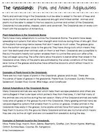 grassland plant and animal adaptations grassland biome