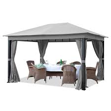 Toolport Gartenpavillon 3x4m Alu Premium 280g M Dachplane Wasserdicht Pavillon 4 Seitenteile Gartenzelt Hellgrau 9x9cm Garten Pavillon Pavillon Ideen Pavillon