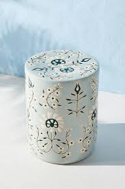 Mabel Ceramic Stool By Anthropologie In Blue Size All Benches Ottomans In 2020 Ceramic Stool Side Table Lounge Chair Outdoor