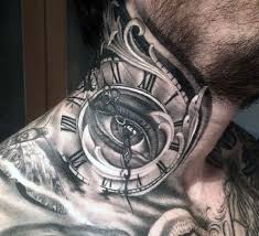 Pin By Rich Salazar On Love Tatts Neck Tattoo For Guys Clock Tattoo Neck Tattoo