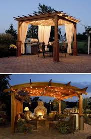 Love This Too For A Back Yard Less Worry With No Plants Growing On It And I Love The Lights Backyard Pergola Outdoor Gazebos