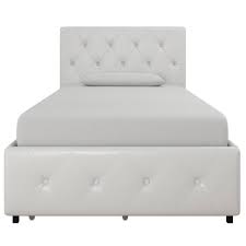 Twin Dalia Faux Leather Upholstered Bed With Storage White Room Joy Target