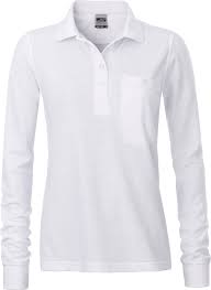 Product title men's long sleeve polo shirt striped 3 button slim f. Ladies Workwear Polo Pocket Longsleeve White For Embroidery And Printing James Nicholson Poloshirts Stickx Textilveredelung