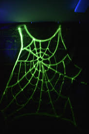 Used Walmart Glow In The Dark Spray Paint To Make A Giant Spiderweb On Black Tarp And Then Lit Easy Halloween Decorations Holidays Halloween Halloween Birthday