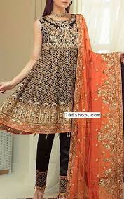 Black And Orange Dress Pakistani Black Chiffon Suit Buy Elaf Pakistani Dresses And Clothing Online In Usa Uk Designer Party Wear Dresses Pakistani Dresses Party Wear Dresses
