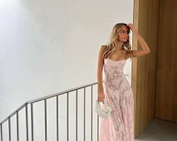 House of CB dress on a model