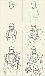 How To Draw Iron Man 10 Step By Step Examples Drawing Superheroes Avengers Drawings Iron Man Drawing