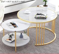 Clear large rectangle glass coffee table. Coffee Table 2 Ground Nesting Table Set Circle Coffee Table With Storage Open Shelf For Living Room Modern Minimalist Buy Online In Japan At Desertcart Jp Productid 228465757