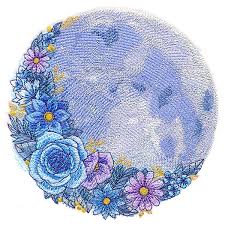 Simple design half moon pattern on tops. Full Moon In Flowers Urban Threads Unique And Awesome Embroidery Designs