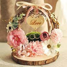 Custom Rustic Wood Ring Pillow Farmhouse Wedding Engagement Ring Holder Personalized Rin Wedding Gifts Packaging Ring Pillow Wedding Diy Wedding Decorations