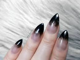 Almond Shaped Acrylic Nails With Black Tips 10 20 Press On Nails Black Smoke French Nails Clear Stiletto Shape False Nails Dark Gothic From Usa Black Nails Stiletto Nails French Nails