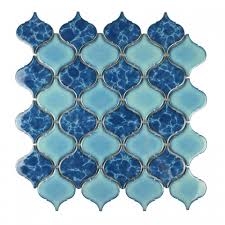 Backsplash tiles are as beautiful and varied as they are practical and protective. Light Dark Blue Porcelain Tiles In Arabesque Pattern Kitchen Backsplash And Bathroom Floor Design