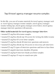 top 8 travel agency manager resume samples