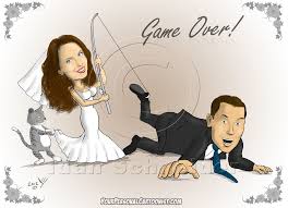 Funny Wedding Caricature Bride Groom And A Fishing Pole Wedding Caricature Wedding Humor Cartoon Wedding Invitations