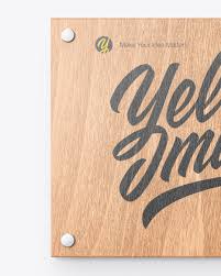 Download Wooden Nameplate Mockup In Indoor Advertising Mockups On Yellow Images Object Mockups PSD Mockup Templates