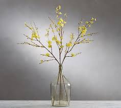 Faux Forsythia Branch Glass Vase Tall Vase Centerpieces Rustic Vase