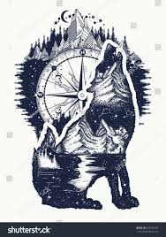 Wolf And Mountains Double Exposure Tattoo Art Symbol Tourism Travel Adventure Outdoor Wolf Howls T Wolf Tattoo Design Wolf Tattoo Sleeve Small Wolf Tattoo