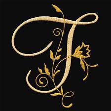 Floral Monogram T Lukisan Huruf Lukisan Huruf