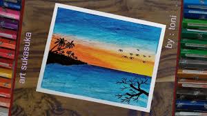 Cara mudah menggambar dan mewarnai pemandangan pantai dengan gradasi warna oil pastel. Sunset Matahari Tenggelam Cara Gambar Pemandangan Pantai Step By Step Pemandangan Gambar Pantai