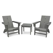 St Croix 3pc Contemporary Adirondack Set Polywood Contemporary Adirondack Chairs Polywood Adirondack Chairs Patio Furniture Sets