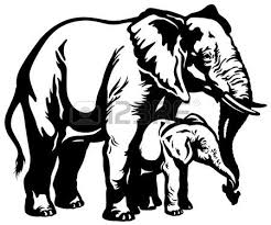 African Elephant Black And White Elephant Pictures African Elephant Mother With Baby Black And White Illustration Elephant Clip Art Black And White Illustration Elephant Drawing