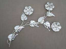 Golden rays wall mount round mirror modern 32 metal decor 10015862. Silver Chrome Flower Wall Art Vintage Metal Sculpture Full Blown Rose