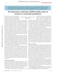 Introduction it is the mission of the physician to safeguard the health of the people. Pdf The Declaration Of Helsinki Cioms And The Ethics Of Research On Vulnerable Populations