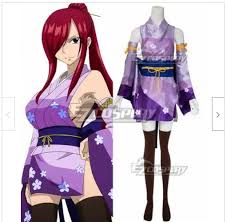 Fairy Tail Erza Scarlet Kimono Dress Girls Halloween Christmas Suit Cosplay  Cost | eBay