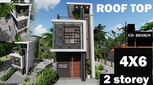 4x6 M 24 Sqm Small House With Rooftop 2 Storey House Youtube Small House Design Exterior Narrow House Designs Small Row House Design