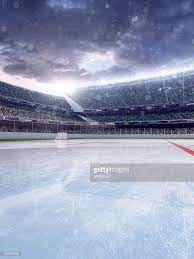 Ice Hockey Rink Is Inside Stadium Snow Day Blue Cold Toning Ice Hockey Rink Hockey Rink Ice Hockey