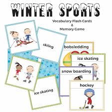 Winter Sports Flash Cards And Memory Game The Printables Library Vocabulary Flash Cards Flashcards Memory Games